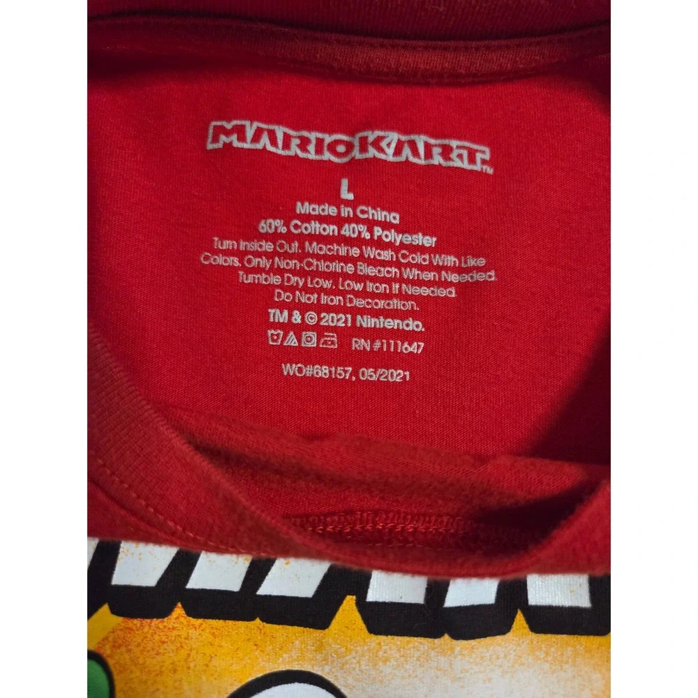 Nintendo Mario Kart Kids Red Long Sleeve Graphic T-Shirt Size L Mario Luigi